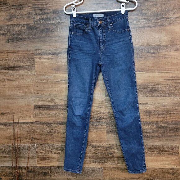 Madewell Jeans Size 25 High Rise 10" Skinny Tummy Control Stretch Dark Wash - Picture 1 of 11